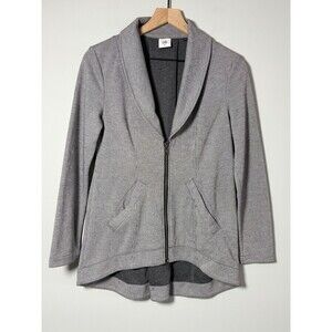 CABI Drop Off Zip Back Grey Striped Blazer Jacket Womens Size XS Pockets